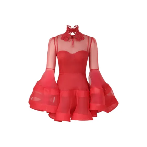 Zimmermann SS26 Длинное платье с длинными рукавами женское