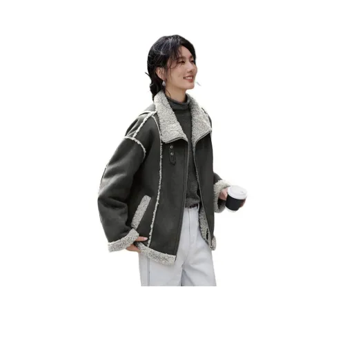 XWI Темно-серый и Светло-серый Женские Короткие Пальто