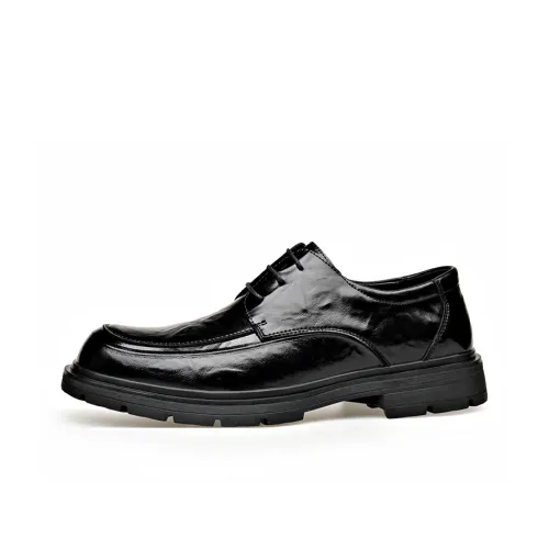 JX Fashion Minimalist Style Casual Leather Shoes Men's Black