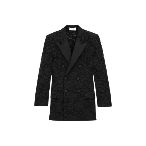 SAINT LAURENT Tuxedo Куртка из гуипур в Куртки и Пальто Женские Черный