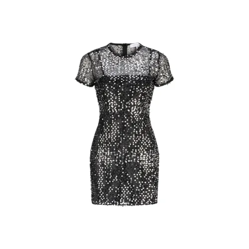 ELLIATTCOLLECTIVE CURAAE Scarlett Sequined Мини Платье In Черное Короткое Платье с Длинными Рукавами Женское