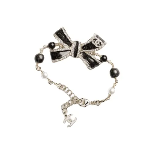 CHANEL Металл Браслеты Унисекс Золото Перламутровый Белый Черный Кристалл