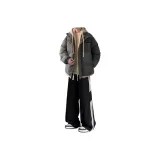 [Комплект из 3 предметов] Серый + Белый Длинный Топ + K89 Трехпредметные Джинсы Черные