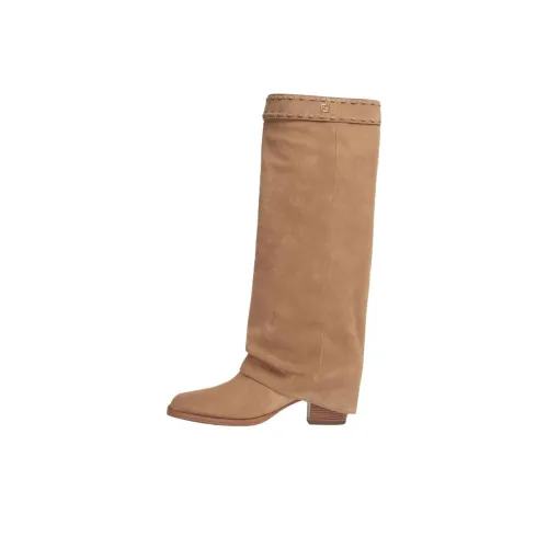 FENDI Minerva Колено Высокие сапоги 5,5 см Женские Голубино-серый