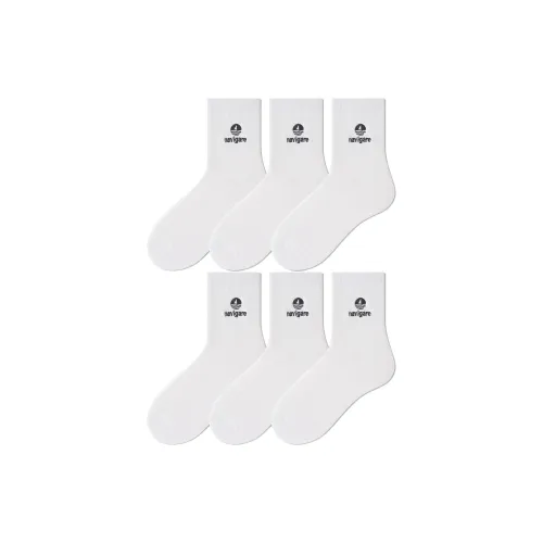 NAVIGARE [6 пар] 6 Белых Женских Носков до икры MID