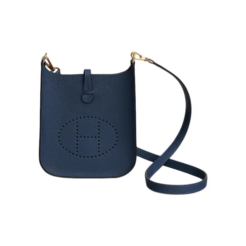 HERMES Evelyne Epsom Телячья кожа Сумка через плечо Женская 7U Темно-синий