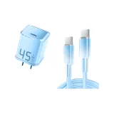 Ледниковый Синий [15-17 Комплект] 45W Быстродействующий Зарядный Кабель + 1,2м Двойной Тканевый Вязаный Кабель для Быстрой Заряды