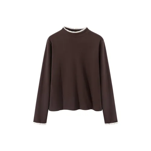 SIBAISHE Темный кофейный женский T-рубашки