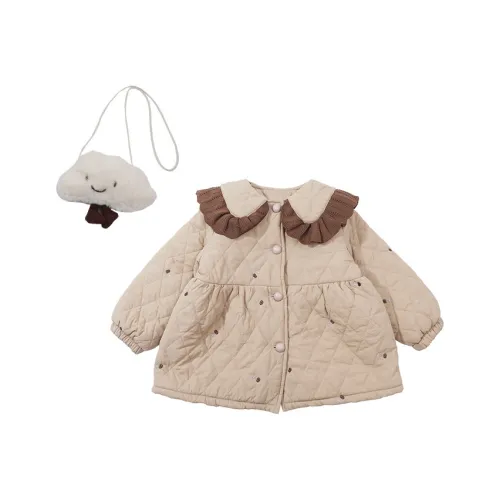 SHIBU Радужный Слон D2349 Трикотажная ткань Кружевная отделка Хлопок Кардиган In Хаки KIDS Утеплённые куртки