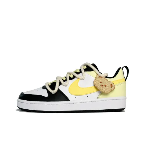 Nike Court Borough Слоупок Медвежонок Низкий Топ Детские Скейтбординги Желтый Белый Подростки