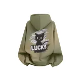 Серый горошек зеленый (Ночной кошка Lucky логотип на груди_Ночной кошка Lucky логотип на спине)