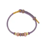 Браслет "Конфетный" с цветением персика - серый, фиолетовый