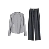 Серый комплект из двух предметов: пальто и штаны