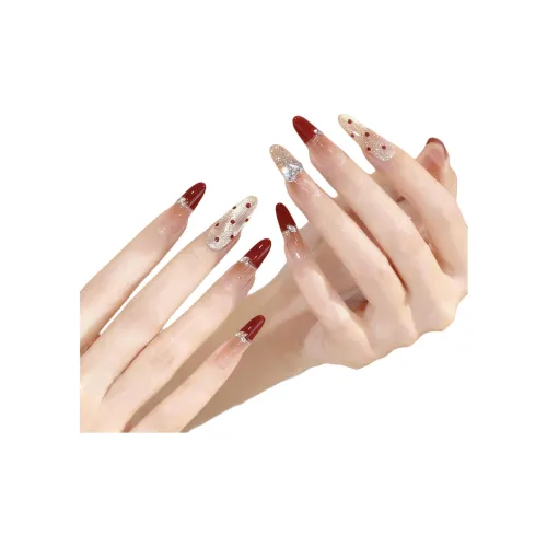 XNTX Вишня SWEET WINE Красный Гуайява Кошачий глаз False Nail Овал MID Длина (размер в длину) Яркий COLORS Румяна Stain Стиль Инстаграм