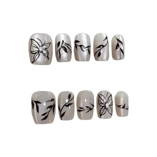 Gentle Welcome Willow Лист Бабочка False Nail Короткий LADDER Серебряный Однотонный Кошачий глаз