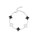 Браслет с четырехлистным клевером [Черный Белый]