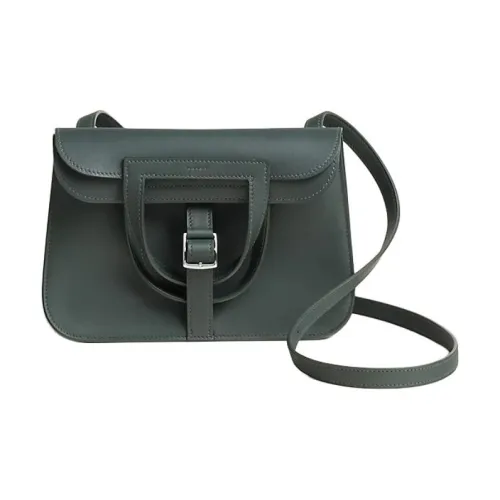 HERMES Halzan Swift Телячья кожа Сумка через плечо Мини Женская Болотный зеленый