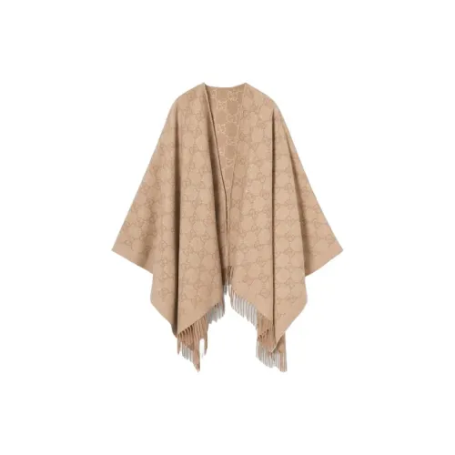 GUCCI Кашемир Люрекс Нить Ткань Палантины Женские Белый Бежевый