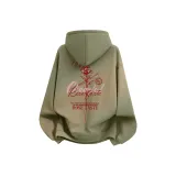 Серый горошек зеленый (Красный розовый логотип на груди _Y красный розовый логотип на спине)