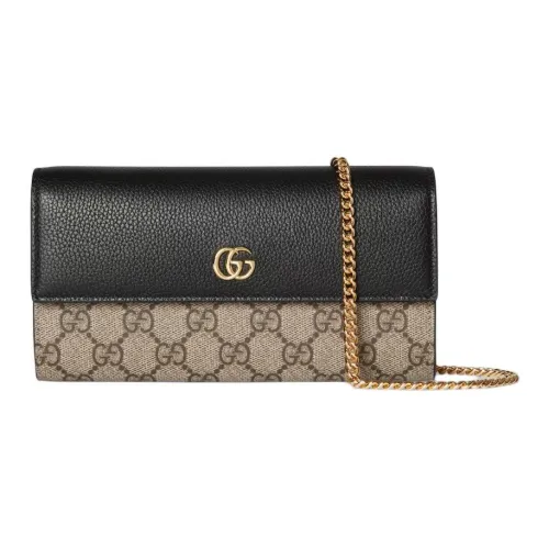 GUCCI GG Marmont Кожа Кошелек Женские Черный и Бежевый