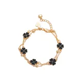 Браслет с четырехлистным клевером [Черный]