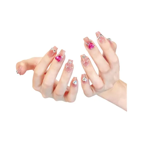 RUIJIN Handcrafted False Nail Розовый Story Кошачий глаз Розовый Heart Icy Clear Premium LOOK White Summer Nail Art