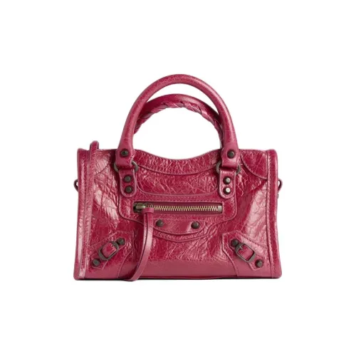 Balenciaga Le City Овчина Одно Плечо Сумка Женская Малиновая