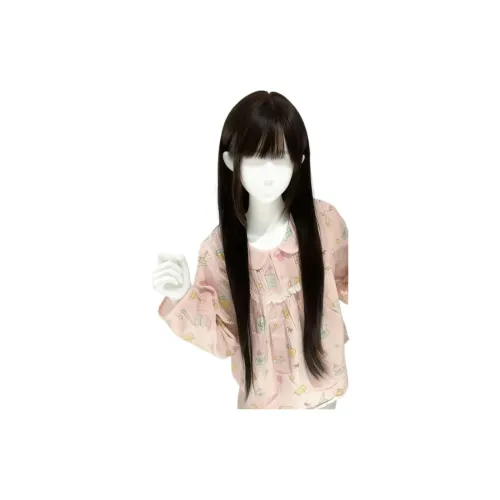 GLUNA Пудинговый Кролик Длинный Прямые волосы Перука Ровная чёлка JK Стиль Высокая температура Пряжа