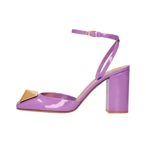 Valentino One Stud Грубый каблук Высокие каблуки 9 см Женские Розовый