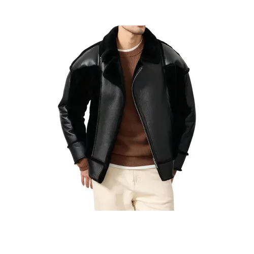 FRANBERG Черные Мужские Кожаные Куртки