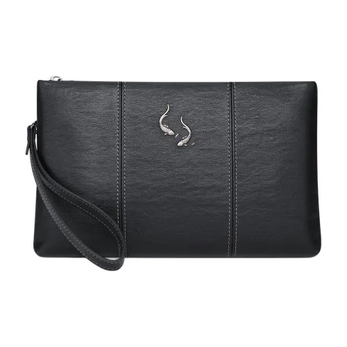 VIHUS Клатч из крупнозернистой текстуры коровьей кожи стандартный мужской черный