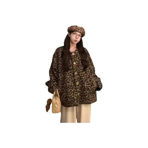 EFCR Леопардовый принт Женские Бархатные куртки