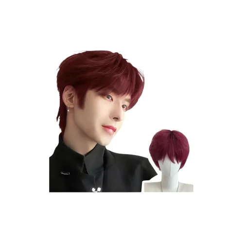 GLUNA Красный Короткий Волосы Перука Дифференциальный Накладной Веки Летний Тонкий Повседневный Синтетические Волосы