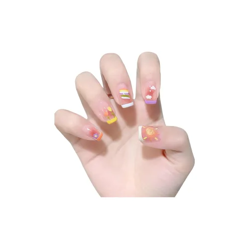 MOFAMEIREN Милый Nail Art Искусственные Ногти Summer Fun Живой Конфетный цвет Colorful Лето Средний LADDER Ледяная прозрачность Цвет Градиентный