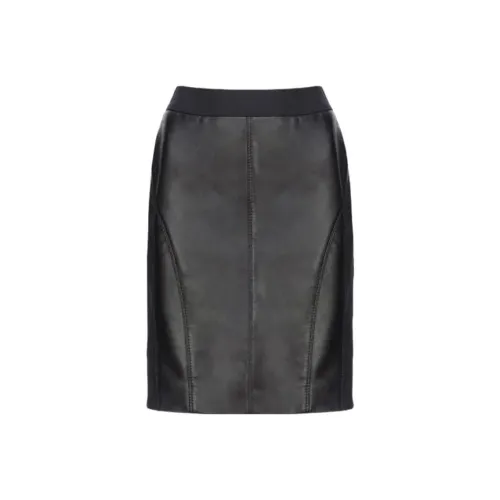 PINKO Юбка из кожи и ткани Повседневная Короткая Женская Черная