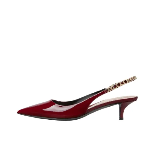 GUCCI Signoria 24 Весенняя Летняя Коллекция Узкий каблук Высокие каблуки 4,5 см Женские Бургунди