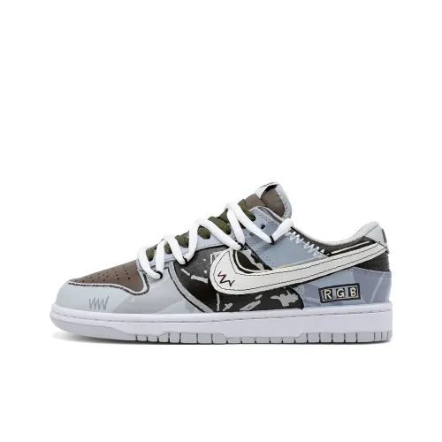 Nike Dunk Forgotten Cartridge Амортизация Износостойкие Низкие Кроссовки для скейтбординга Унисекс Серый Белый
