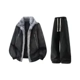 Чёрный + Чёрный Джинсы с Флисовой Подкладкой