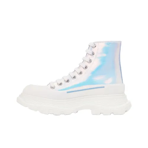 Alexander McQueen Tread Slick Короткий Обувь на платформе Женская Белая Синяя