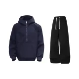 Темно-синий свитшот + черные тренировочные брюки