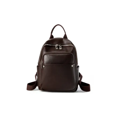 LAORENTOU Рюкзак из коровьей кожи с синтетической кожей стандартный женский черный кофейный