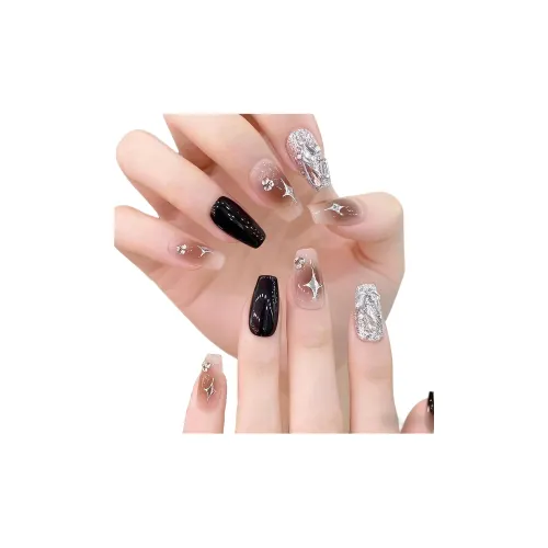 OUYUJI Ручная работа Искусственные Ногти Декоративные Ленты Средний Длина Квадрат Абрикос Jump Цвет Стразы Украшенный