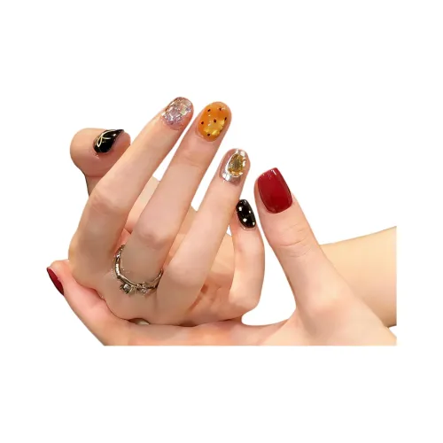 OUYUJI Ручной работы Готовый товар Съемный False Nail Миндаль Короткий LADDER Квадрат Кожа Стиль Smudge Instagram