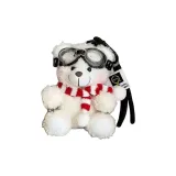 Белый медведь, красно-белый шарф + очки для плавания + шнурок