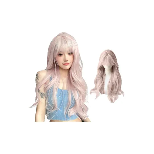 Northward Incline Натуральный Misty Светло-розовый Кудрявый Большая волна Длинные Волосы Женская Перука Высокая Температура Пряжа