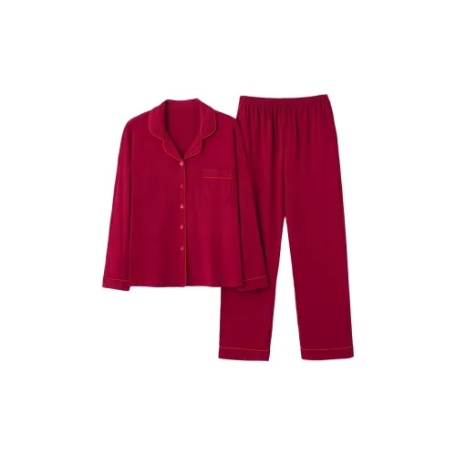 2323 [Отложной воротник Женские 1 комплект] Зодиакальный год Свадьба Красный Женские Пижамные комплекты
