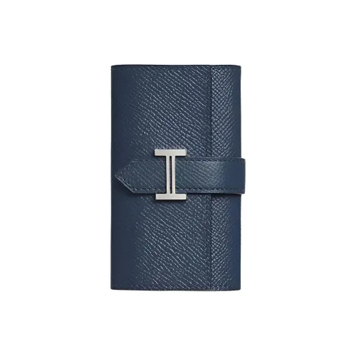 HERMES Bearn Epsom Телячья кожа Key Pouch Мужской Темно-синий