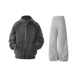 Темно-серый свитшот + серые спортивные штаны