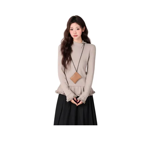 WICK BUEN Бежевый верблюжий женский трикотаж