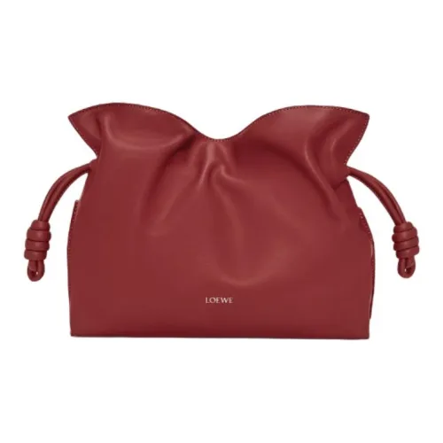 LOEWE Flamenco Nappa Коровья кожа Клатч Средний Женский Карамельно-красный